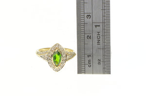 14K Marquise Tsavorite Diamond Halo Engagement Ring Yellow Gold