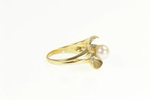 Load image into Gallery viewer, 14K 1940&#39;s Pearl Diamond Accent Leaf Statement Ring Yellow Gold