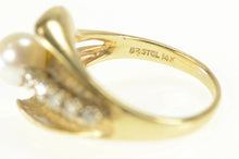 Load image into Gallery viewer, 14K 1940&#39;s Pearl Diamond Accent Leaf Statement Ring Yellow Gold