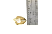 Load image into Gallery viewer, 14K 1940&#39;s Pearl Diamond Accent Leaf Statement Ring Yellow Gold
