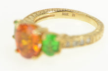 Load image into Gallery viewer, 14K Ornate Spessartine &amp; Tsavorite Diamond Ring Yellow Gold