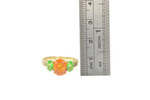 Load image into Gallery viewer, 14K Ornate Spessartine &amp; Tsavorite Diamond Ring Yellow Gold