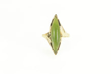 Load image into Gallery viewer, 10K 1960&#39;s Marquise Nephrite Cabochon Navette Ring Yellow Gold
