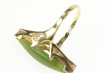 Load image into Gallery viewer, 10K 1960&#39;s Marquise Nephrite Cabochon Navette Ring Yellow Gold