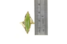 Load image into Gallery viewer, 10K 1960&#39;s Marquise Nephrite Cabochon Navette Ring Yellow Gold