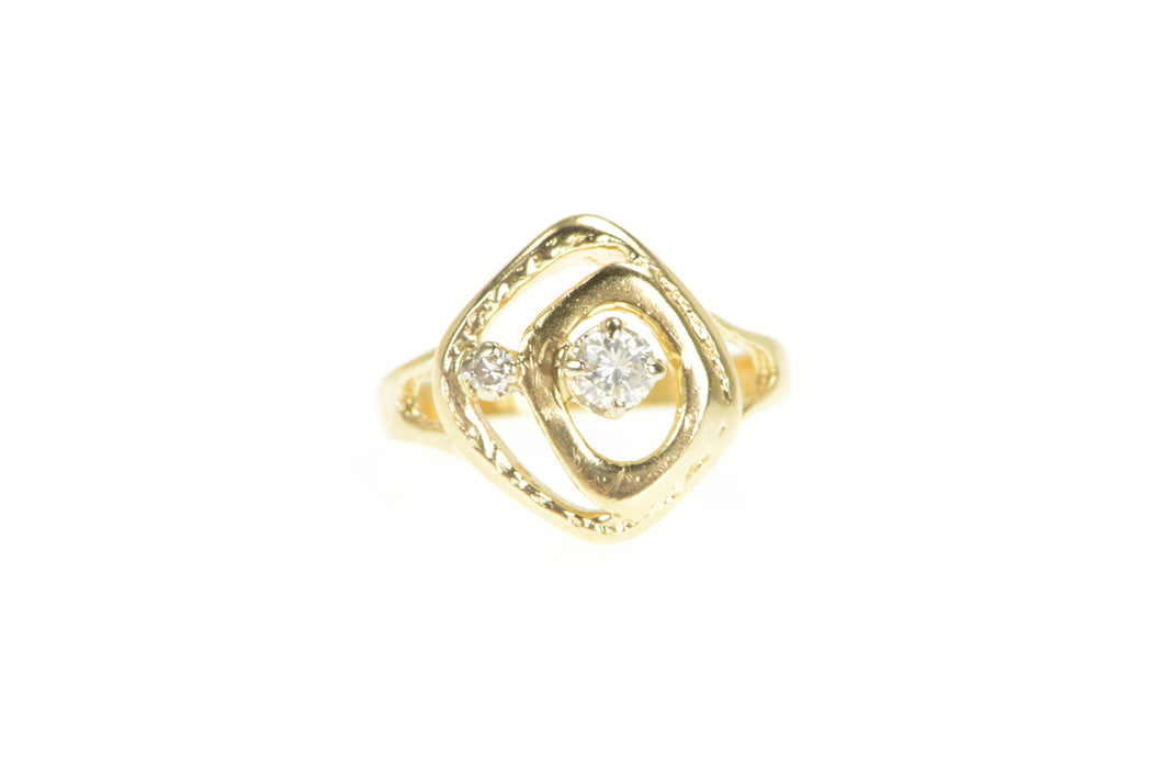 14K Diamond Abstract Ornate Geometric Statement Ring Yellow Gold
