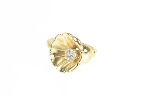 14K 1940's 0.36 Ct Diamond Blue Bell Flower Ring Yellow Gold