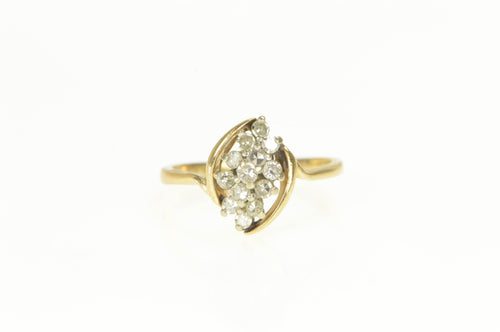 14K Wavy Diamond Cluster Bypass Statement Ring Yellow Gold