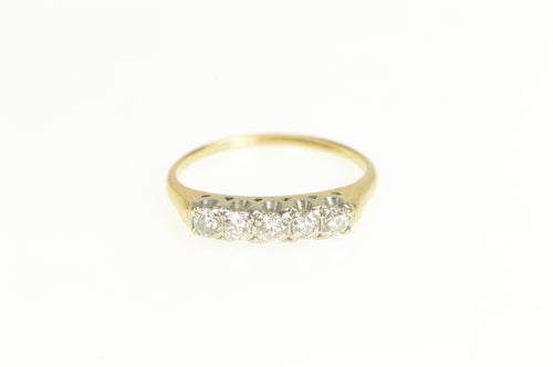 14K 0.50 Ctw Five Stone Diamond Wedding Band Ring Yellow Gold