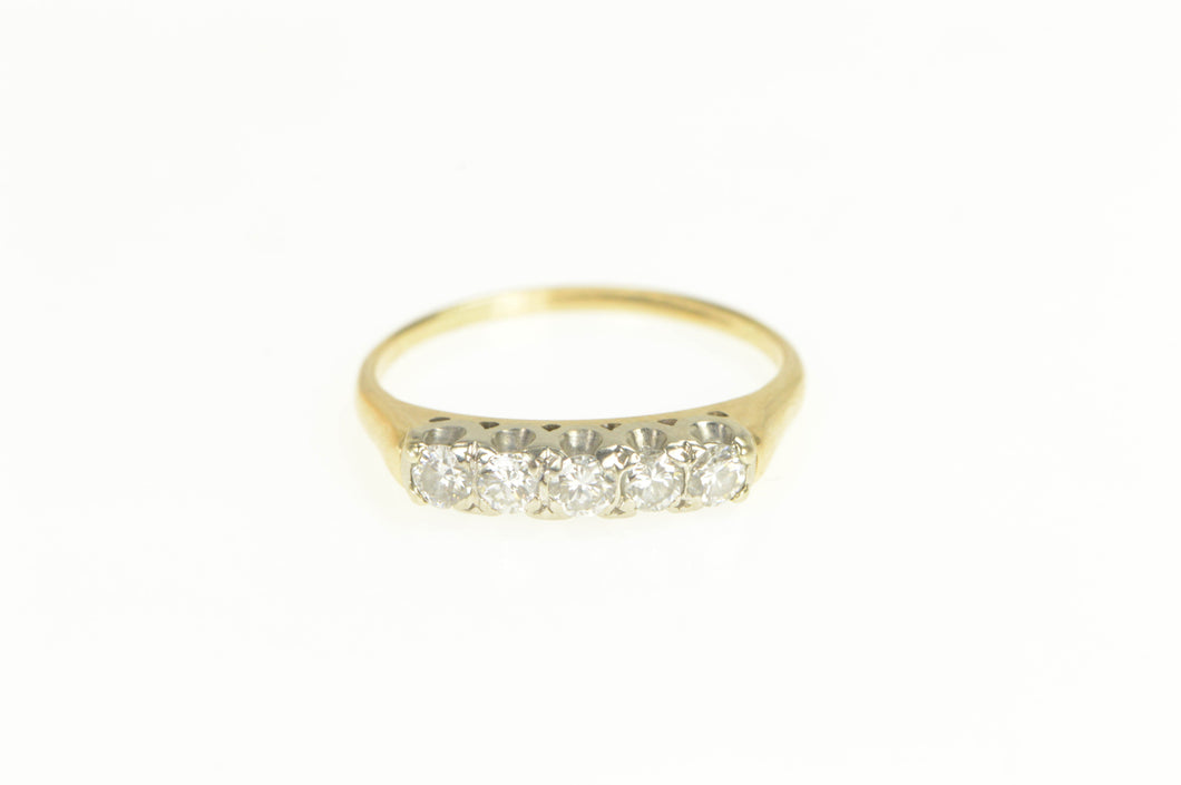 14K 0.50 Ctw Five Stone Diamond Wedding Band Ring Yellow Gold