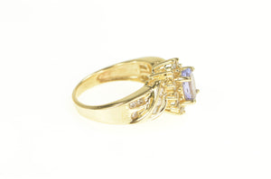 14K Oval Natural Tanzanite Diamond Halo Engagement Ring Yellow Gold