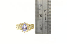 Load image into Gallery viewer, 14K Oval Natural Tanzanite Diamond Halo Engagement Ring Yellow Gold