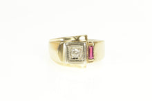 Load image into Gallery viewer, 14K 1930&#39;s Diamond Syn. Ruby Squared Men&#39;s Ring Yellow Gold