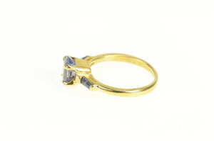 18K Oval Tanzanite Sapphire Accent Engagement Ring Yellow Gold