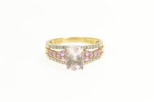 Load image into Gallery viewer, 14K Pink Topaz Diamond Accent Statement Ring Yellow Gold