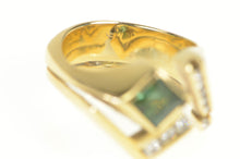 Load image into Gallery viewer, 14K Green Tourmaline Diamond Squared Geometric Ring Yellow Gold