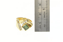 Load image into Gallery viewer, 14K Green Tourmaline Diamond Squared Geometric Ring Yellow Gold