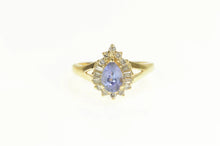 Load image into Gallery viewer, 14K Pear Tanzanite Diamond Halo Engagement Ring Yellow Gold