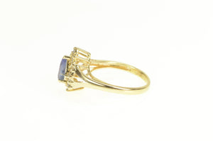 14K Pear Tanzanite Diamond Halo Engagement Ring Yellow Gold