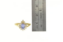 Load image into Gallery viewer, 14K Pear Tanzanite Diamond Halo Engagement Ring Yellow Gold