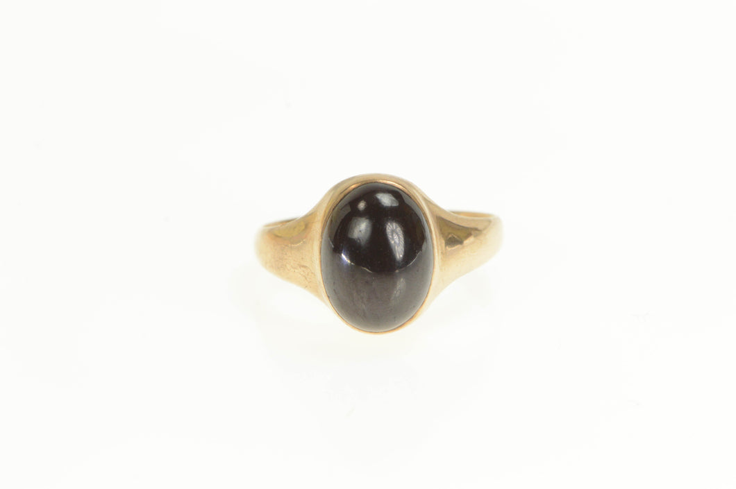 10K 1930's Syn. Ruby Cabochon Vintage Statement Ring Yellow Gold