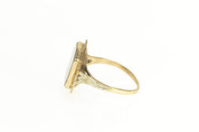 Load image into Gallery viewer, 10K Art Deco Black Onyx Engraved Ornate Statement Ring Yellow Gold