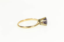 Load image into Gallery viewer, 14K Victorian Round Amethyst Solitaire Statement Ring Yellow Gold