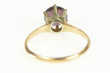 Load image into Gallery viewer, 14K Victorian Round Amethyst Solitaire Statement Ring Yellow Gold