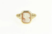Load image into Gallery viewer, 10K Victorian Ornate Carved Shell Cameo Statement Ring Yellow Gold