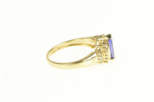 14K Marquise Tanzanite Baguette Diamond Ring Yellow Gold
