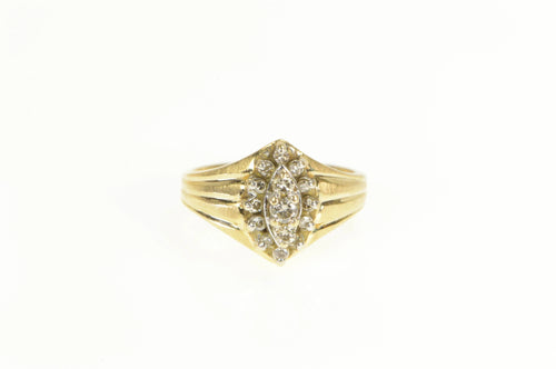 14K Marquise Diamond Cluster Halo Classic Ring Yellow Gold