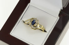 Load image into Gallery viewer, 10K Sapphire Diamond Halo Bypass Engagement Ring Yellow Gold