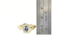 Load image into Gallery viewer, 10K Sapphire Diamond Halo Bypass Engagement Ring Yellow Gold