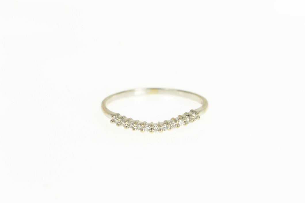 14K Diamond Curved Contour Wedding Band Ring White Gold