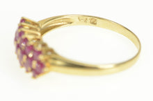 Load image into Gallery viewer, 10K Tiered Ruby Cluster Statement Band Ring Yellow Gold