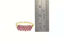 Load image into Gallery viewer, 10K Tiered Ruby Cluster Statement Band Ring Yellow Gold