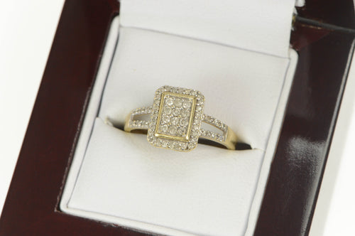10K 0.33 Ctw Pave Diamond Encrusted Squared Ring Yellow Gold