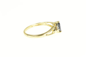 14K Marquise Sapphire Diamond Accent Engagement Ring Yellow Gold