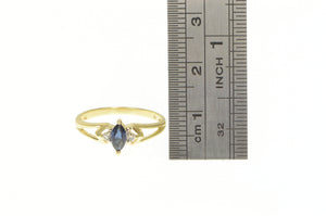 14K Marquise Sapphire Diamond Accent Engagement Ring Yellow Gold