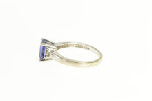 Load image into Gallery viewer, 14K Emerald Cut Iolite Diamond Cluster Accent Ring White Gold