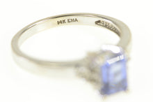 Load image into Gallery viewer, 14K Emerald Cut Iolite Diamond Cluster Accent Ring White Gold