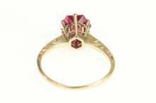 Load image into Gallery viewer, 14K Art Deco Flower Cut Syn. Ruby Engagement Ring Yellow Gold