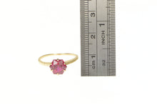 Load image into Gallery viewer, 14K Art Deco Flower Cut Syn. Ruby Engagement Ring Yellow Gold