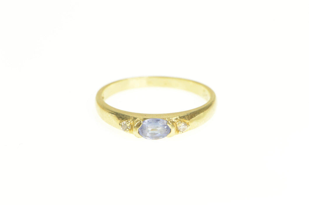 14K Oval Tanzanite Diamond Accent Statement Ring Yellow Gold