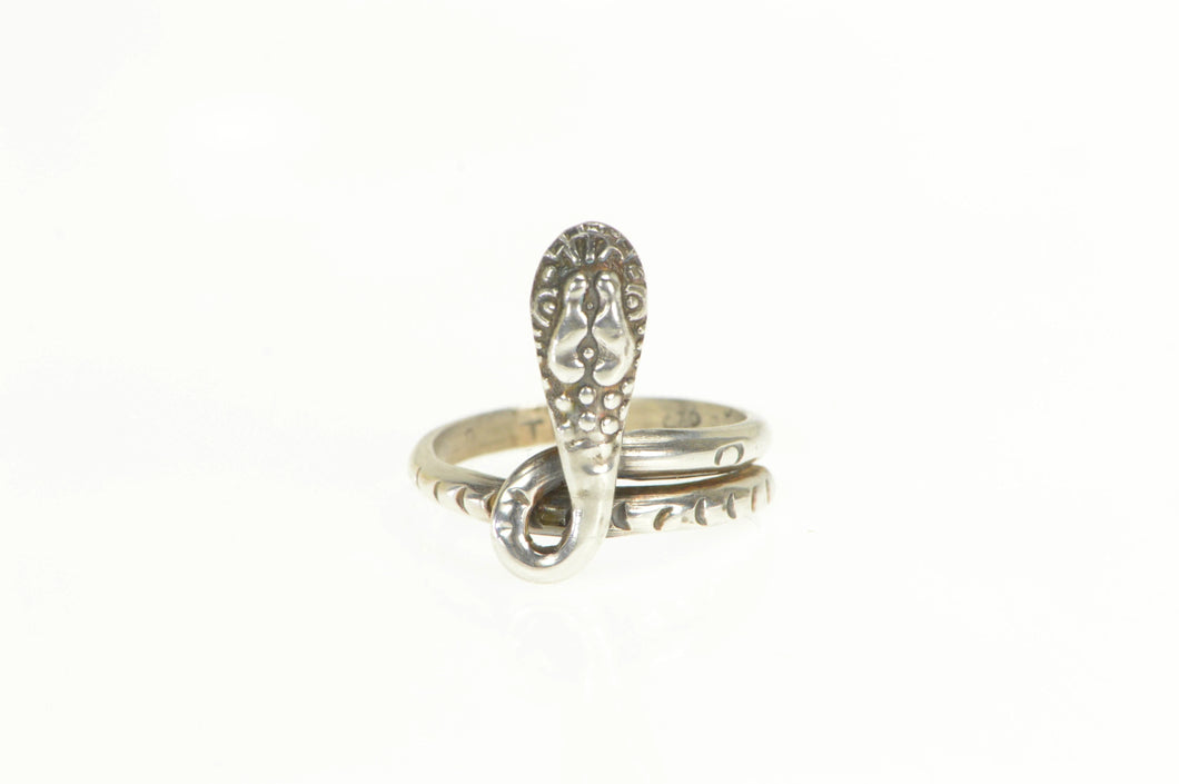 Sterling Silver Ornate Snake Serpent Wrap Statement Ring