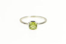 Load image into Gallery viewer, 10K Cushion Peridot Solitaire Classic Statement Ring White Gold