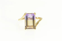 Load image into Gallery viewer, 10K Ametrine Emerald Cut Bypass Solitaire Statement Ring Yellow Gold