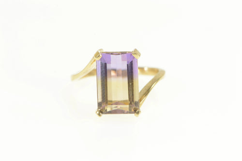 10K Ametrine Emerald Cut Bypass Solitaire Statement Ring Yellow Gold