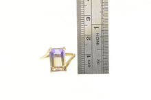 Load image into Gallery viewer, 10K Ametrine Emerald Cut Bypass Solitaire Statement Ring Yellow Gold