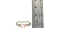 Load image into Gallery viewer, Sterling Silver Cushion Pink CZ Two Tone 14k Accent Ring